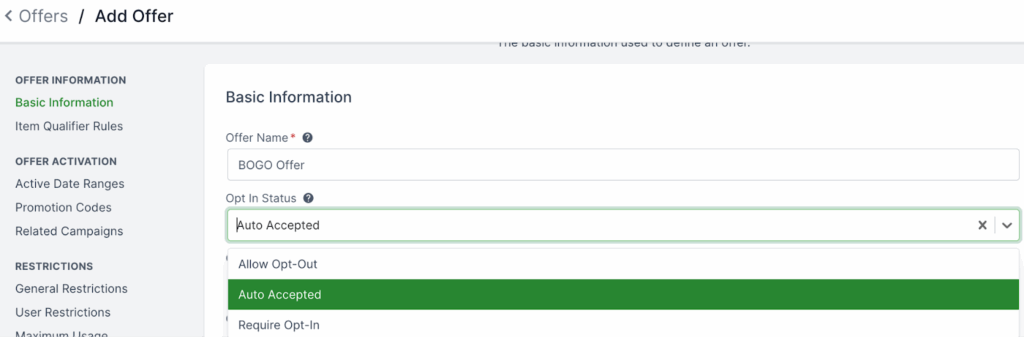 Opt-in Offers