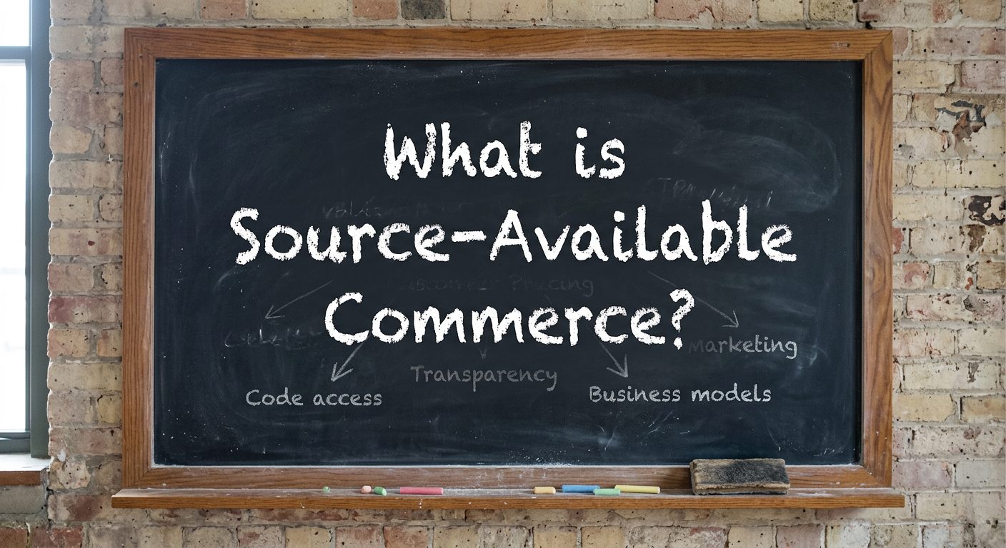 Chalkboard reading What is Source-Available Commerce?